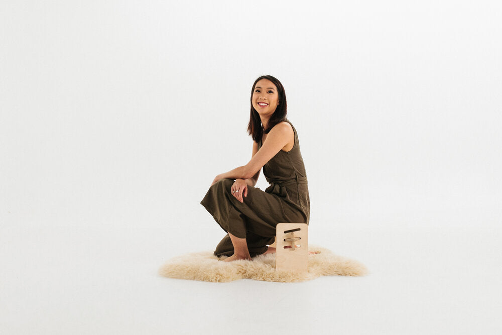 Half kneeling with stool