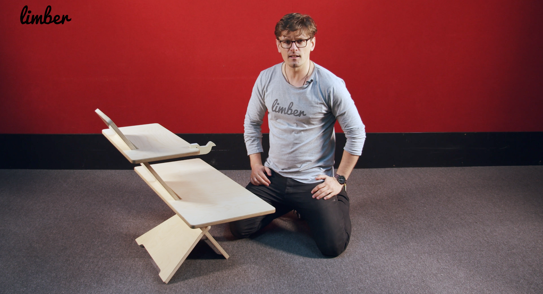 Man with Limber Mini on floor